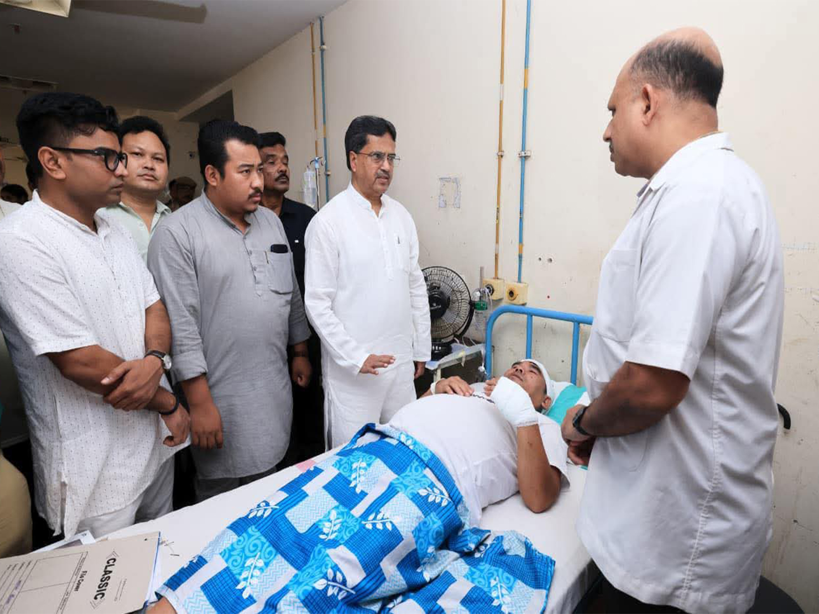 Tripura CM Manik Saha visits injured BJP workers at hospital (Photot/ANI)
