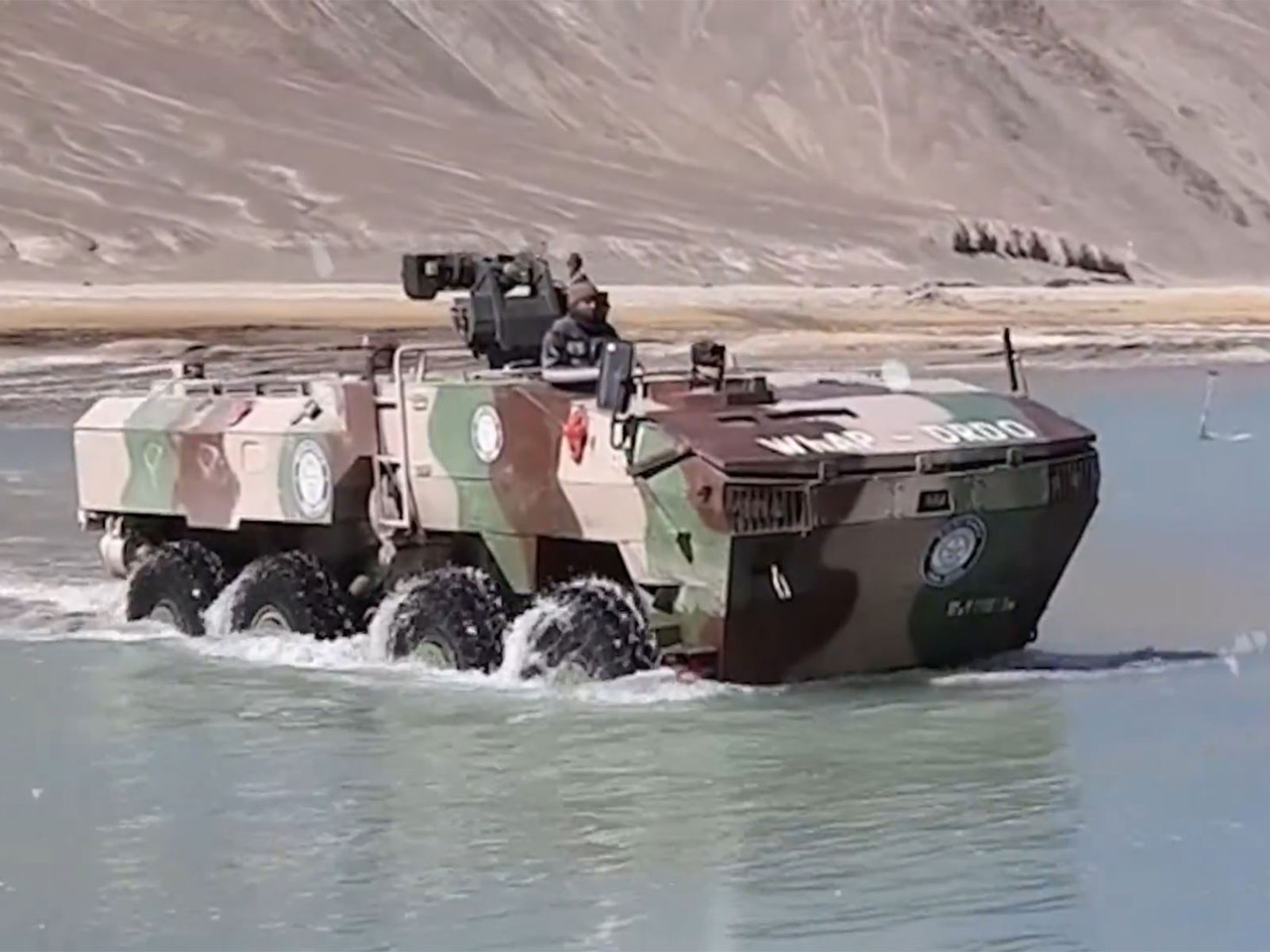 A variant of the Wheeled Armoured Platform during its amphibious trials. (Photo/ DRDO)