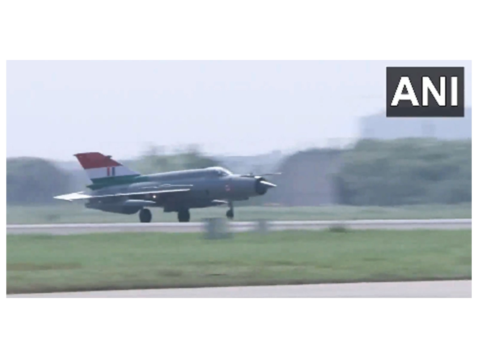 A MiG-21 Bison aircraft at its decomissioning ceremony in Chandigarh AFS on September 26, 2025(Photo/ANI)