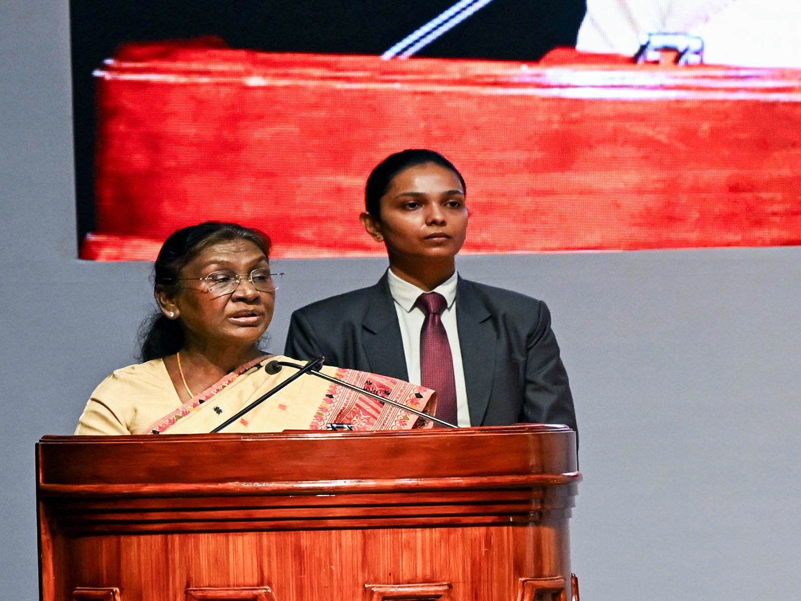 President of India President Droupadi Murmu during National Geoscience Awards 2024 at Rashtrapati Bhavan Cultural Centre, New Delhi. (Photo/ANI)