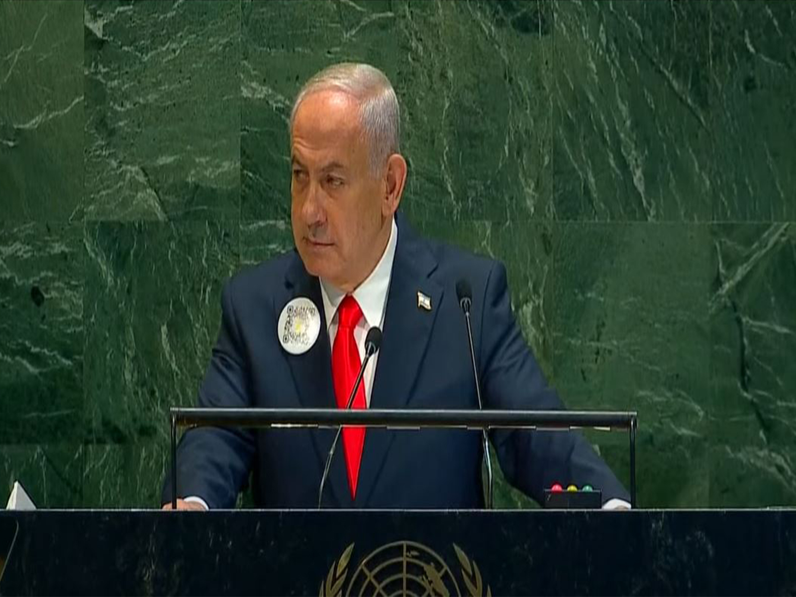 Israeli Prime Minister Benjamin Netanyahu addresses the 80th Session of the United Nations General Assembly in New York (Photo/UN YouTube)
