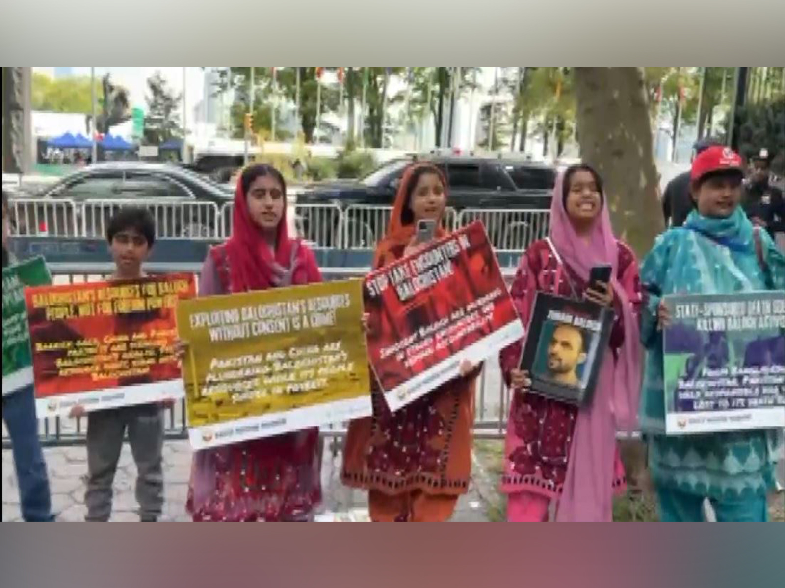 Baloch activists protest outside UN headquarters in New York (Photo/ANI)