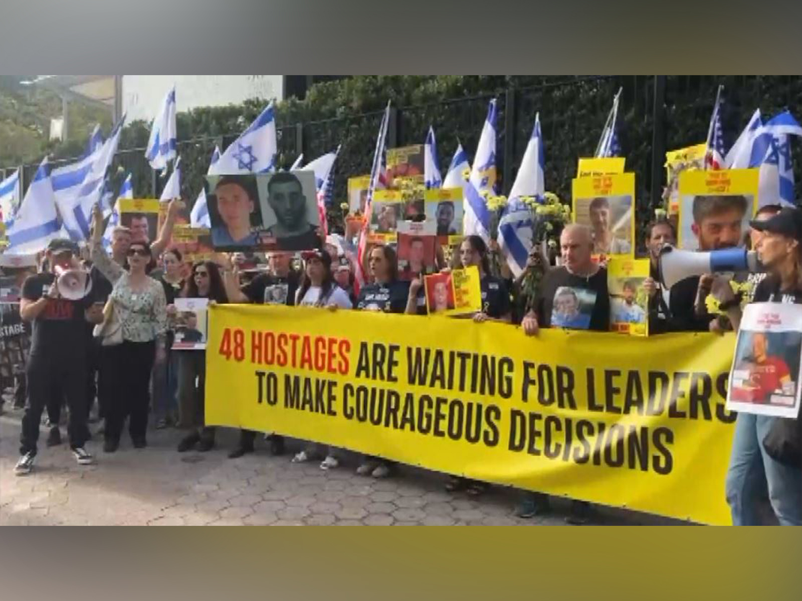 Relatives of Hamas hostages protest outside UN headquarters (Photo/ANI)