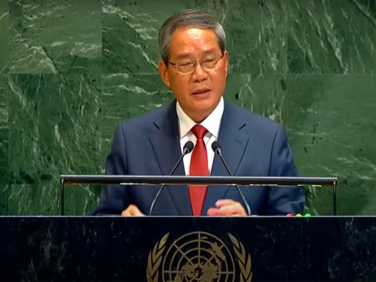 China's Premier of the State Council, Li Qiang address  at the UNGA (Photo/ United Nations, YouTube)
