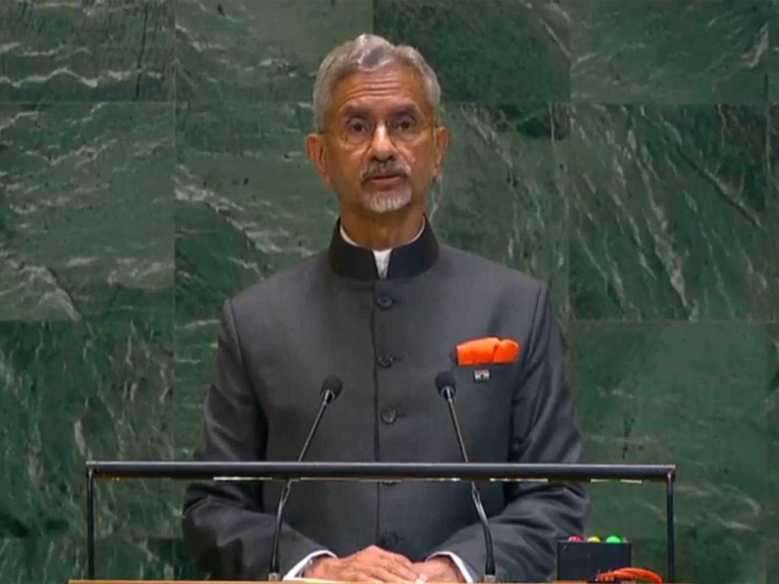 External Affairs Minister S Jaishankar speaking at UNGA in New York (Photo/UNTV)