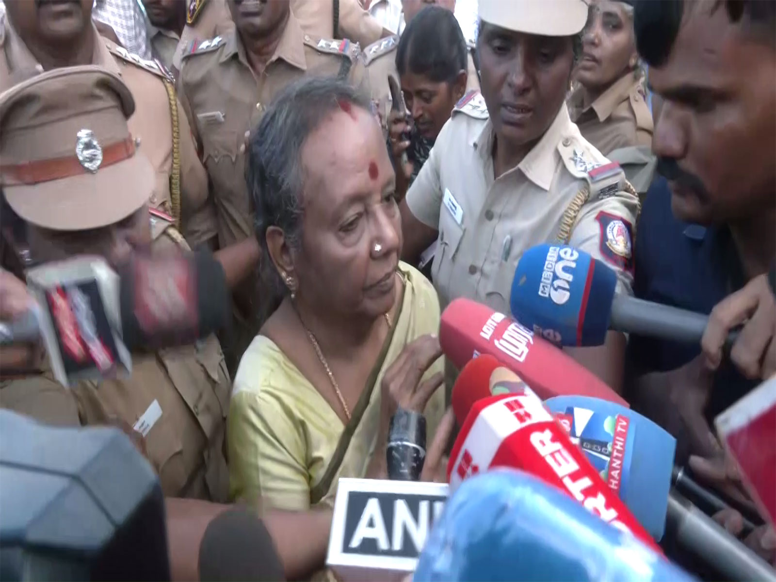 Retired Judge Aruna Jagadeesan in Karur for stampede probe. (Photo/ANI)
