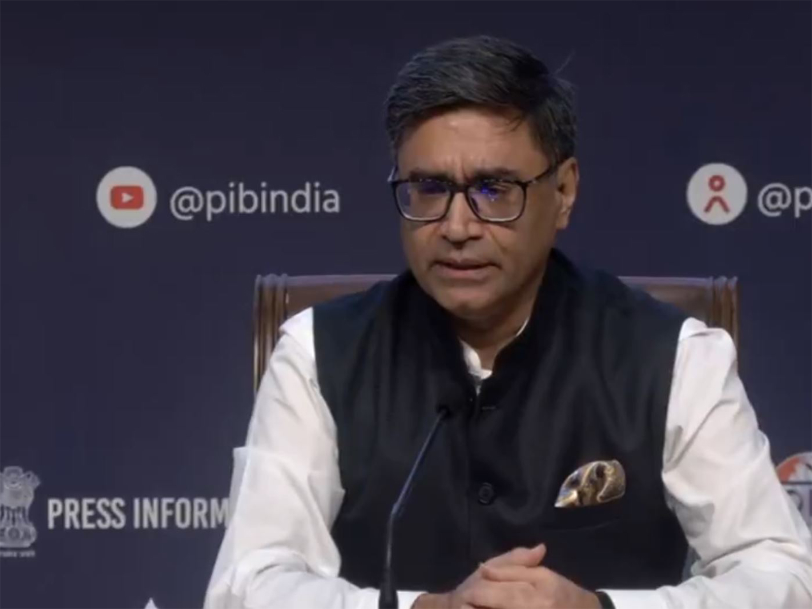 Foreign Secretary Vikram Misri addressing a joint press conference in New Delhi on the new India-Bhutan rail connectivity initiative (Photo/ANI)
