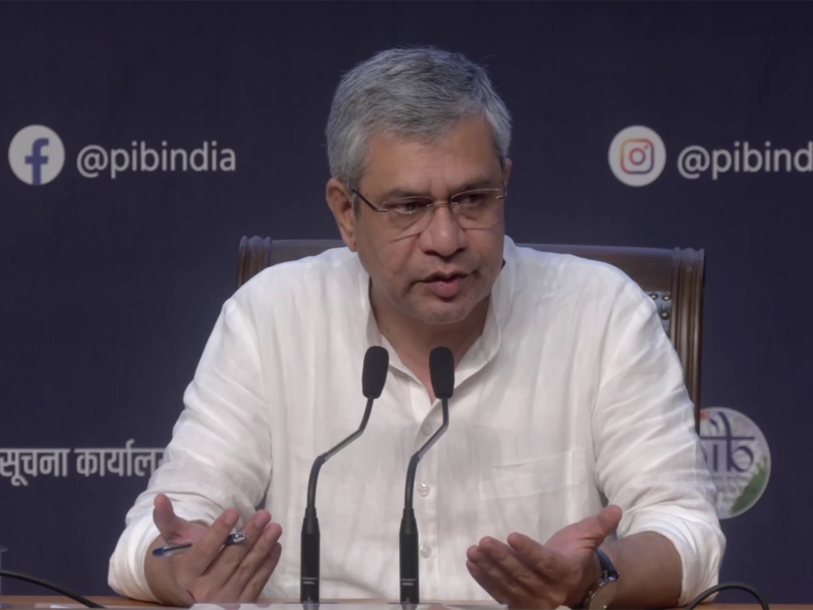 Union Railways Minister Ashwini Vaishnaw addresses a press briefing in New Delhi on the India-Bhutan rail connectivity project (Photo/ANI)