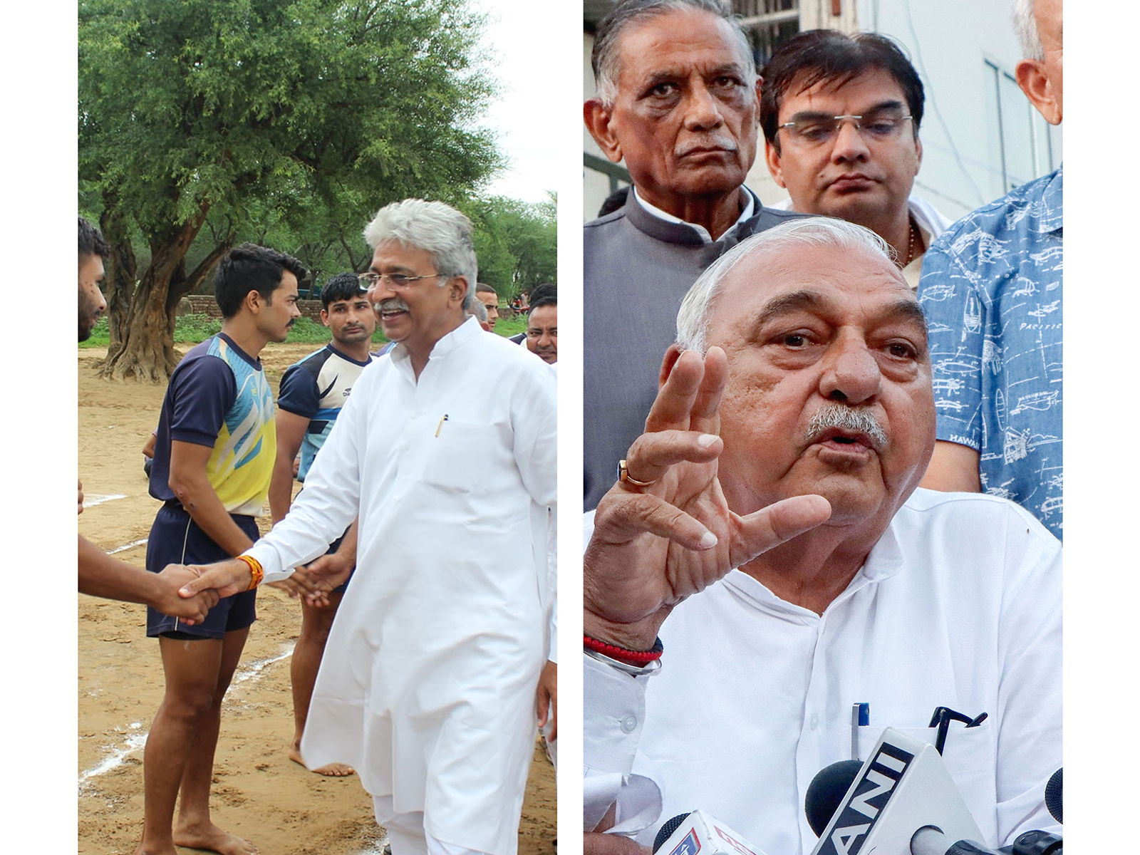 Rao Narender Singh and  Bhupinder Singh Hooda (Photo/ @RaoNarenderS/ File Photo ANI)