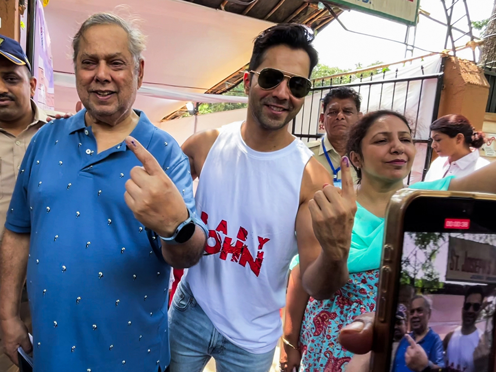 Veteran filmmaker David Dhawan and actor Varun Dhawan (Image source: ANI)