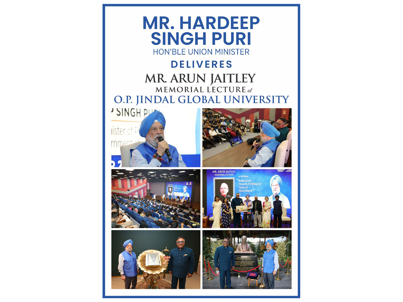 Union Minister Hardeep Singh Puri Delivers the Arun Jaitley Memorial Lecture on the Vision of India @2047