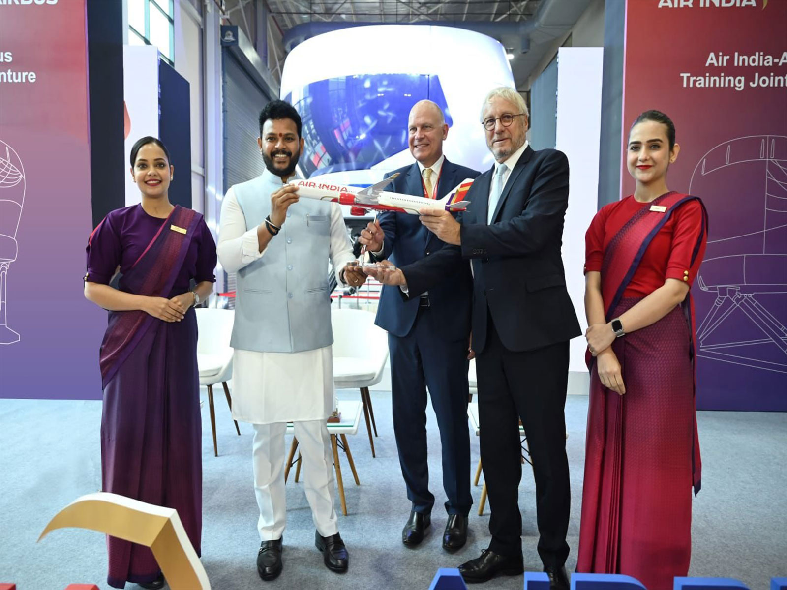 Minister of Civil Aviation Kinjarapu Rammohan Naidu with Officials of Air India & Airbus (Photo/Air India)