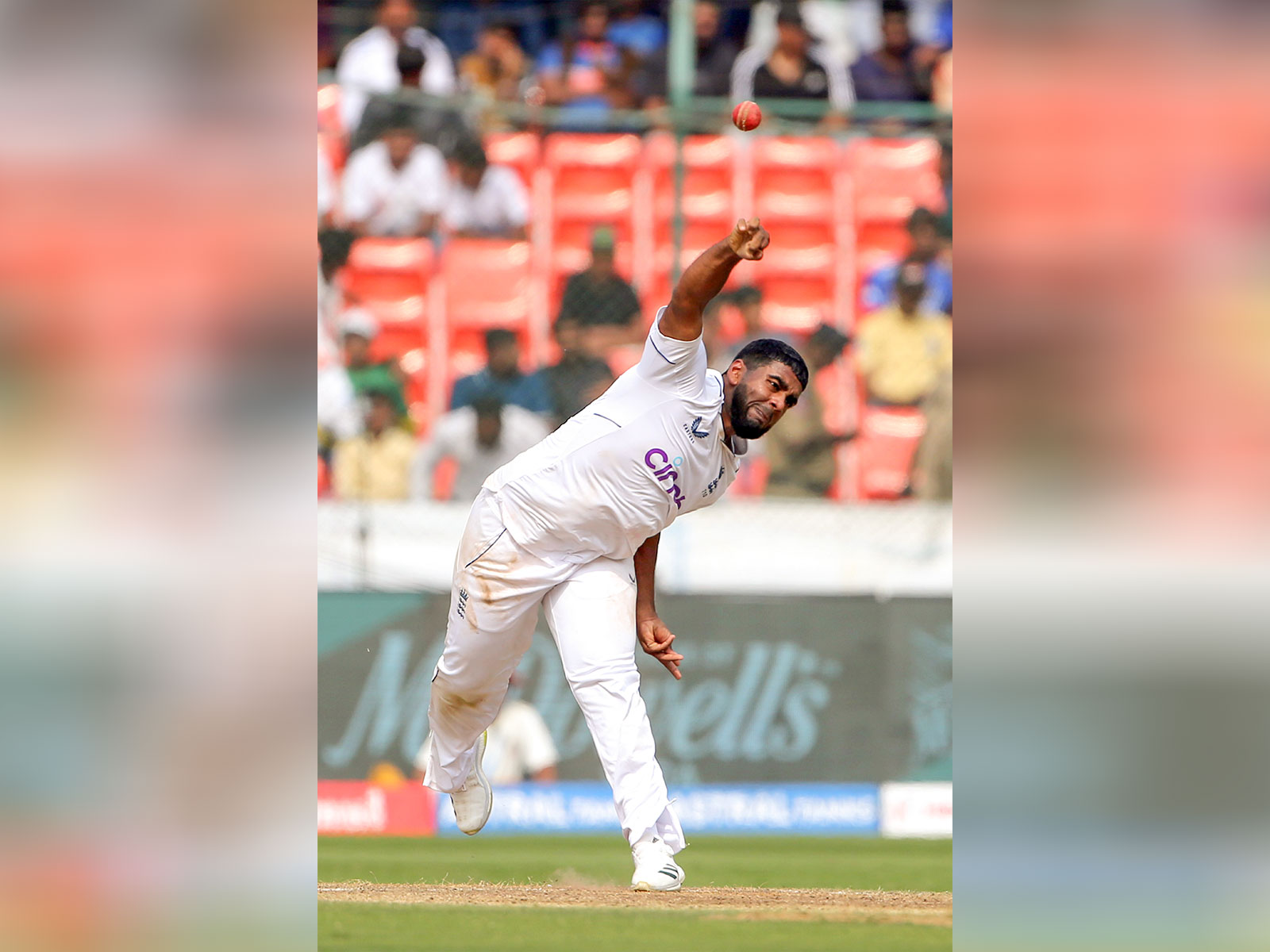England's Rehan Ahmed in action. (Photo/ANI)