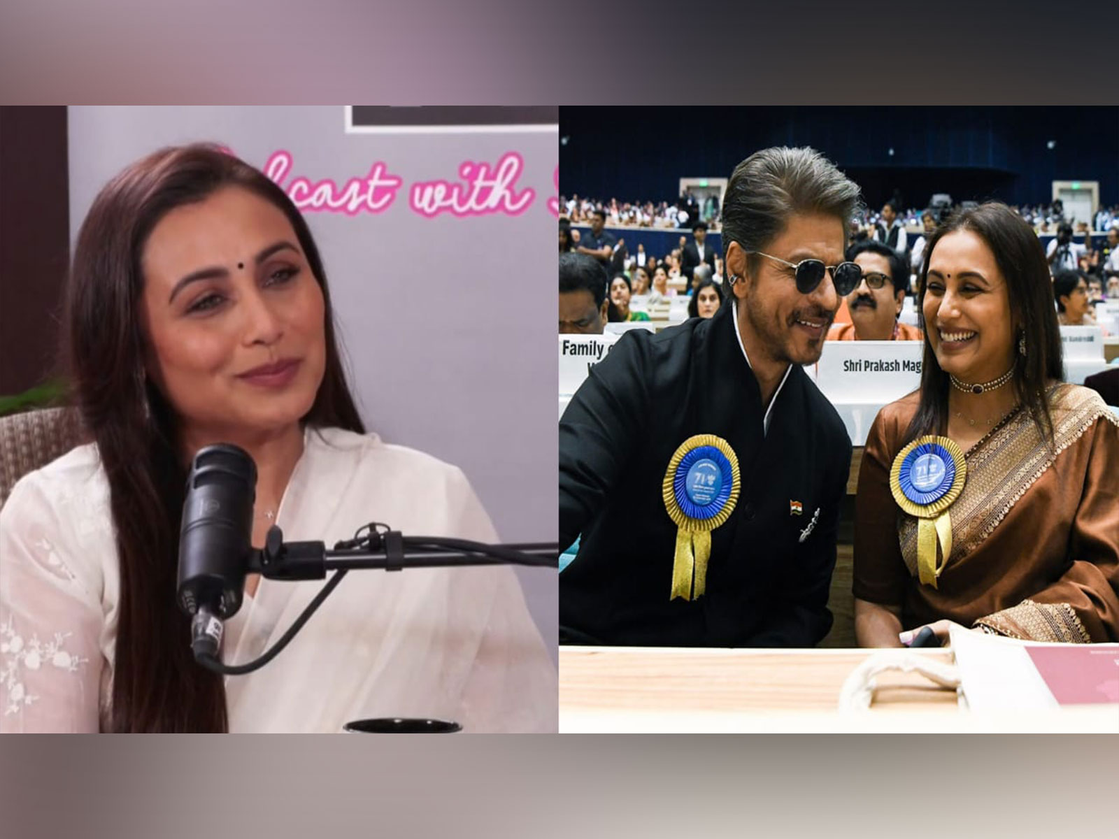 Rani Mukerji (L), SRK with Rani (R) (Photo/ANI)