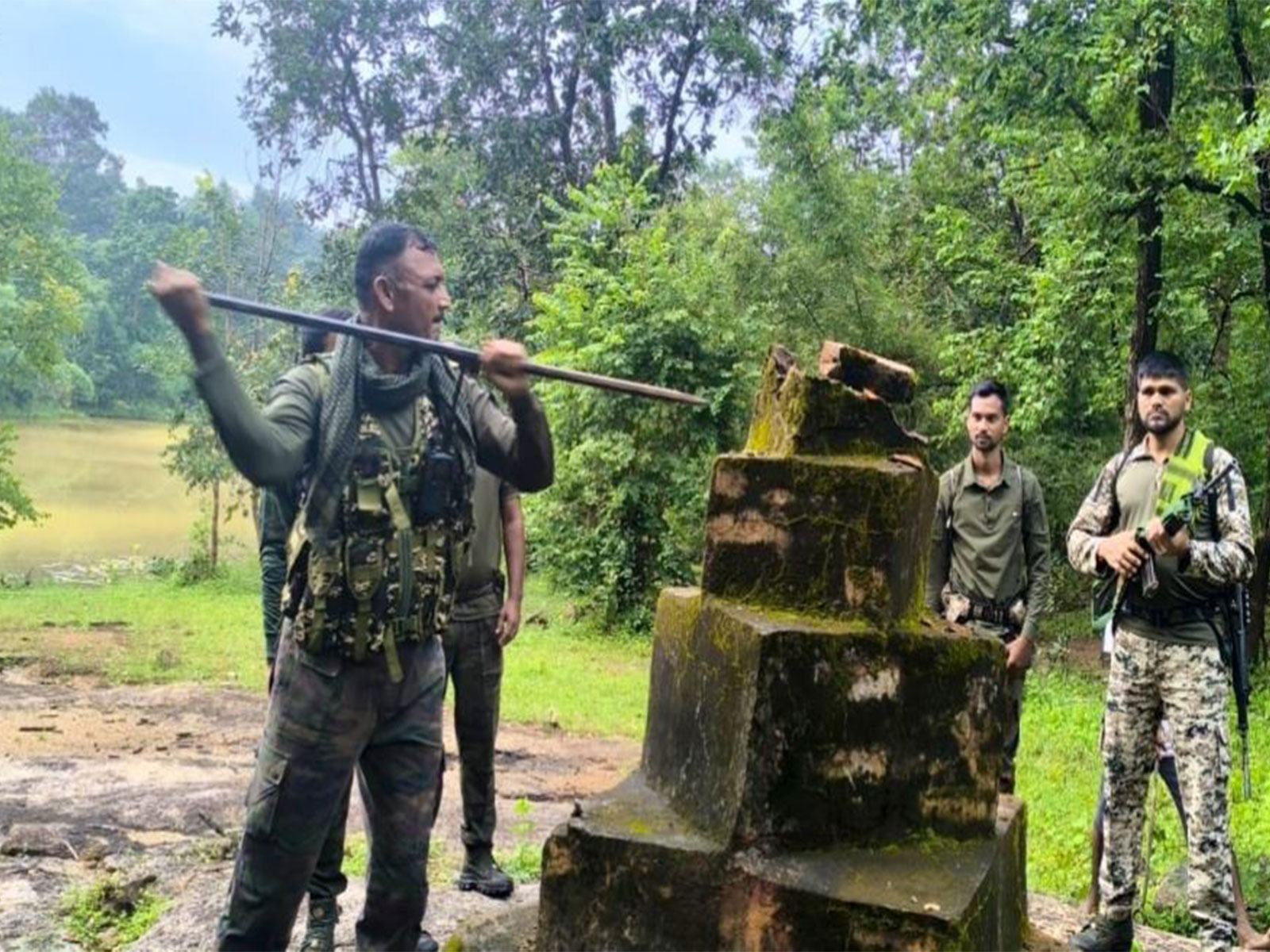 Naxal memorials in Kategaon area destroyed by Security forces (Photo/Gadchiroli Police)
