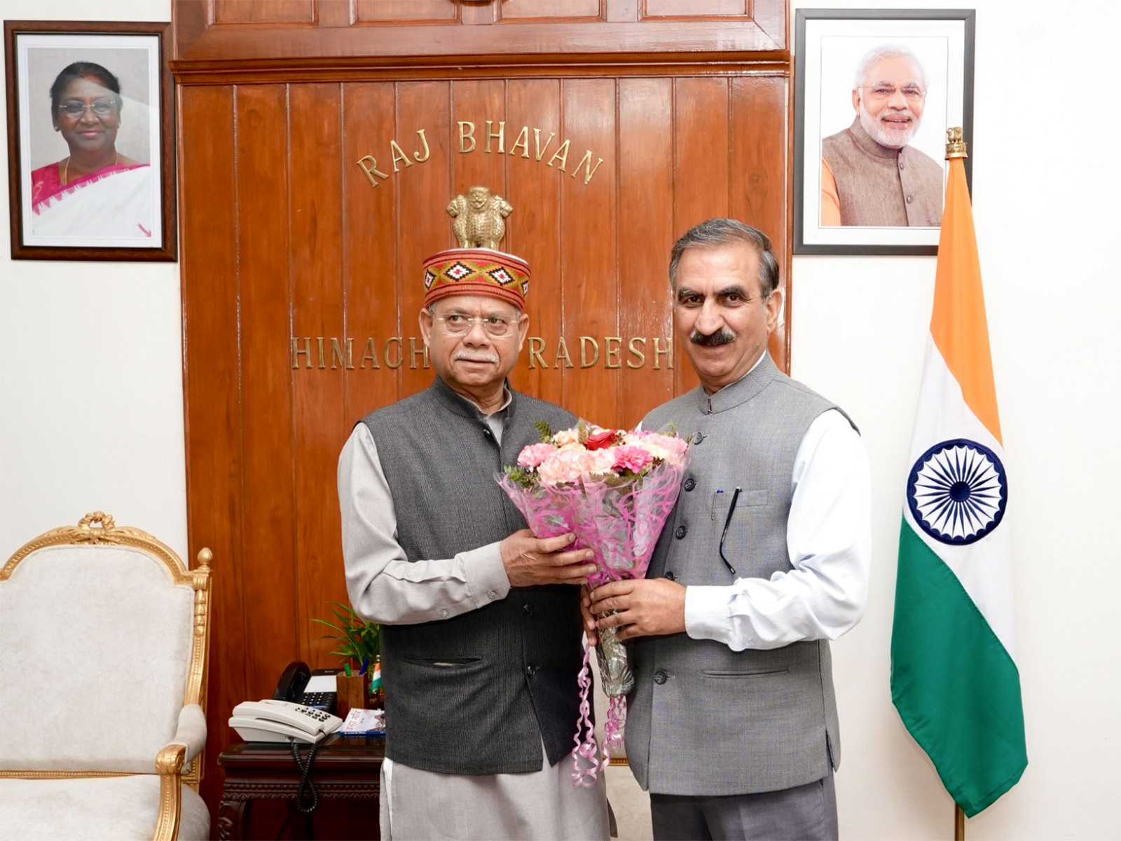 Himachal Chief Minister Sukhvinder Singh Skhu with Governor Shiv Pratap Shukla (File photo/ANI)