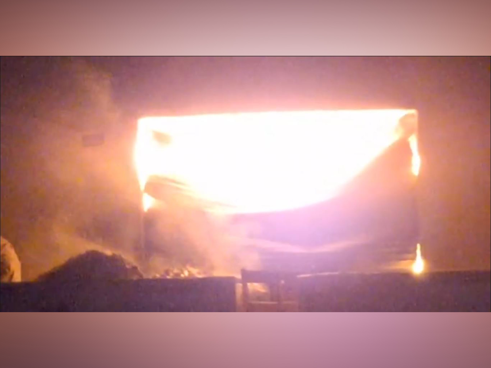 Firefighting operation underway after a fire broke out at a paper factory in Bhiwandi, Maharashtra, late Wednesday night. (Photo/ANI)