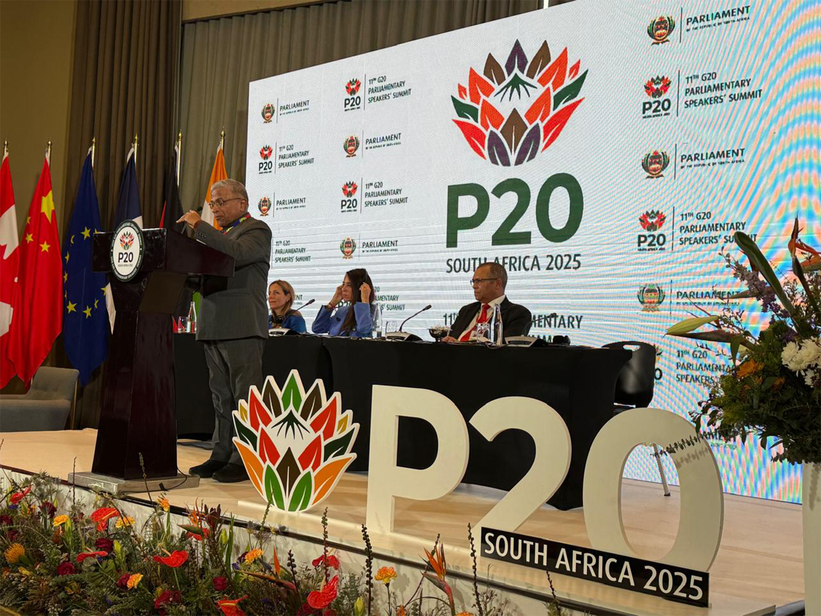 Deputy Chairman of the Rajya Sabha, Harivansh at the 11th G20 Parliamentary Speakers' Summit (P20) in South Africa, (Photo/X@harivansh1956)