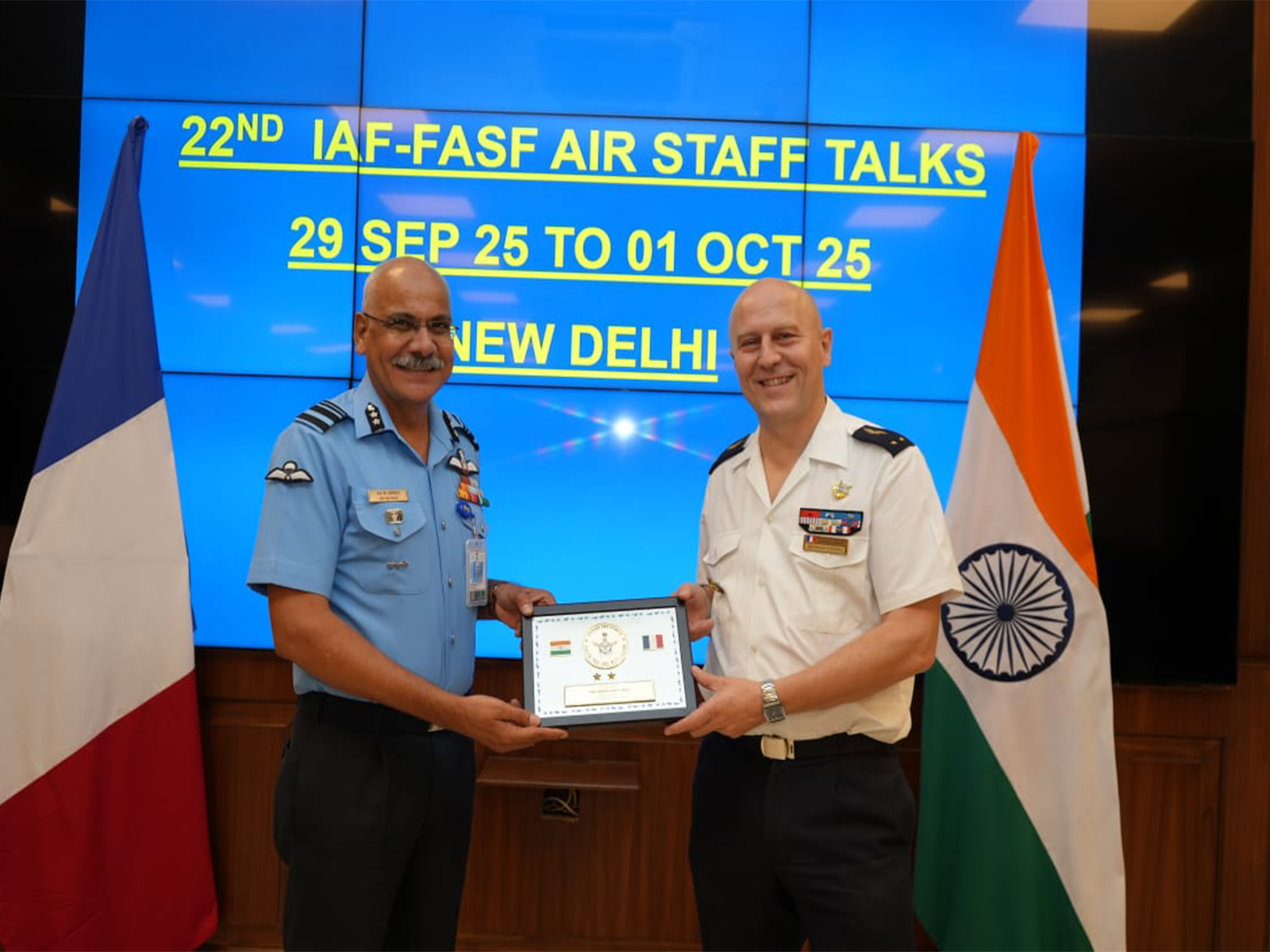 Air Vice Marshal SK Taliyan with  Brigadier General Nicolas Chambaz (Photo:X/@IAF_MCC)