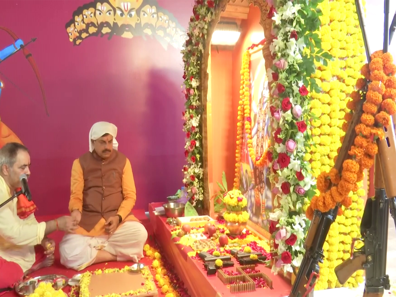 MP CM Mohan Yadav performing Shastra Puja (Photo/ANI)
