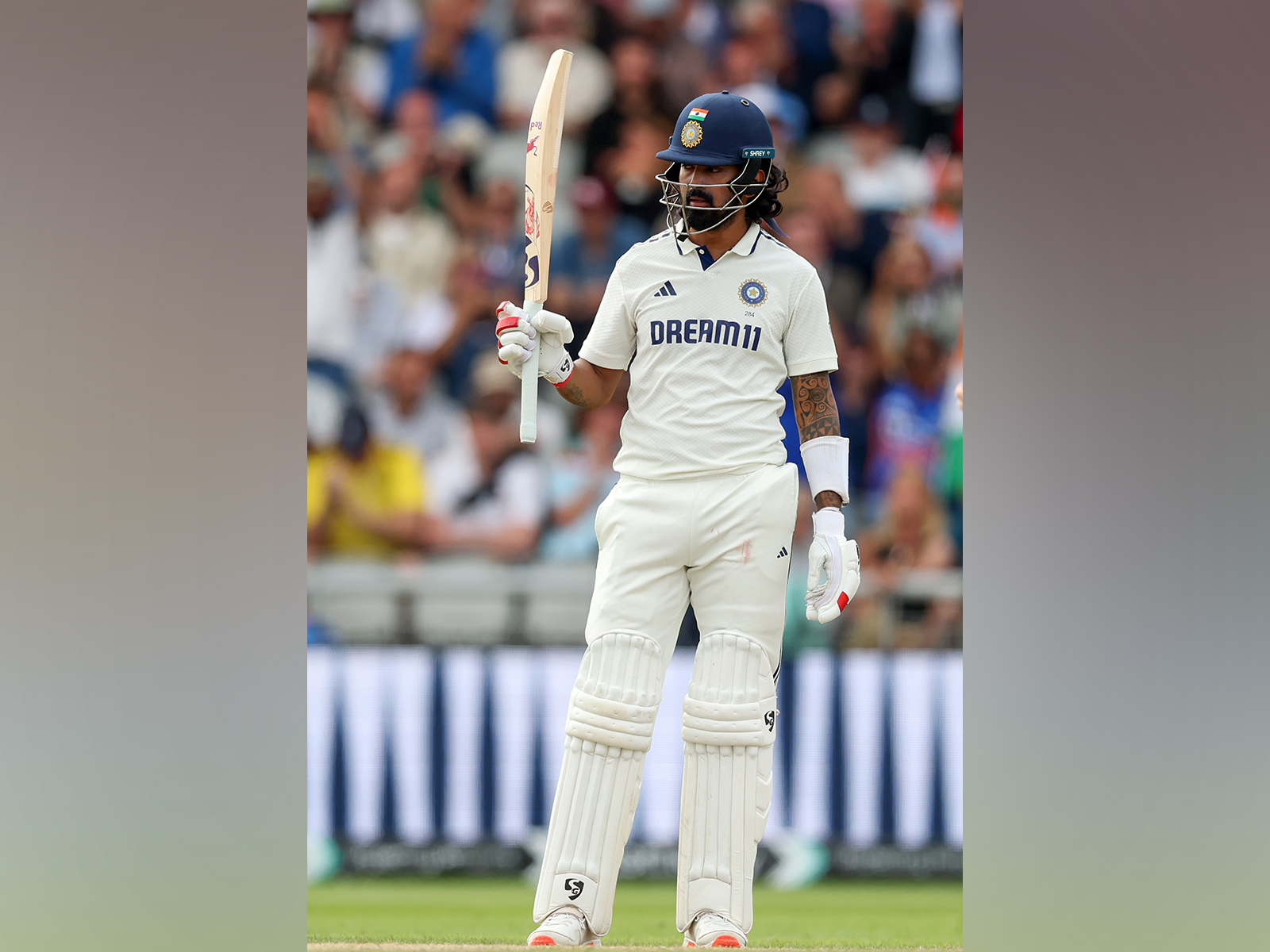 KL Rahul celebrates his half century. (Photo/ANI)