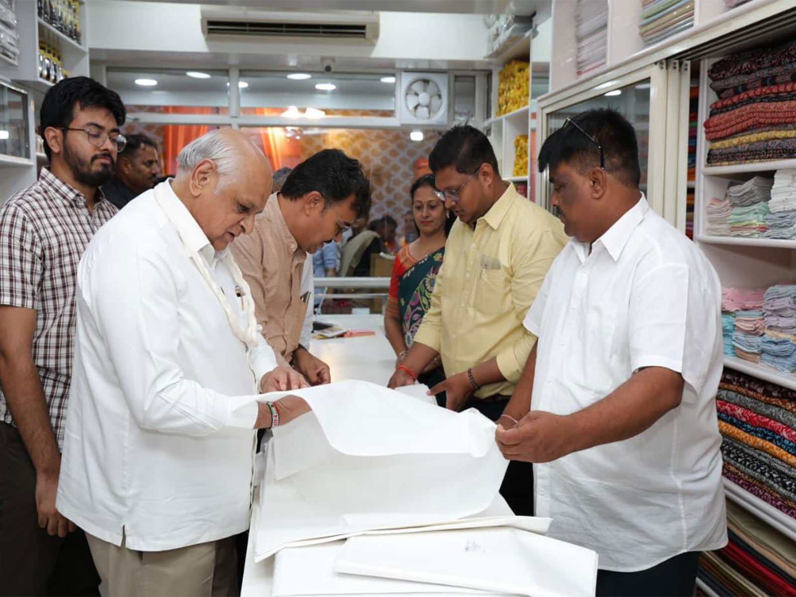 Gujarat CM Bhupendra Patel purchasing Khadi on Gandhi Jayanti. (Photo: Bhupendra Patel/X)