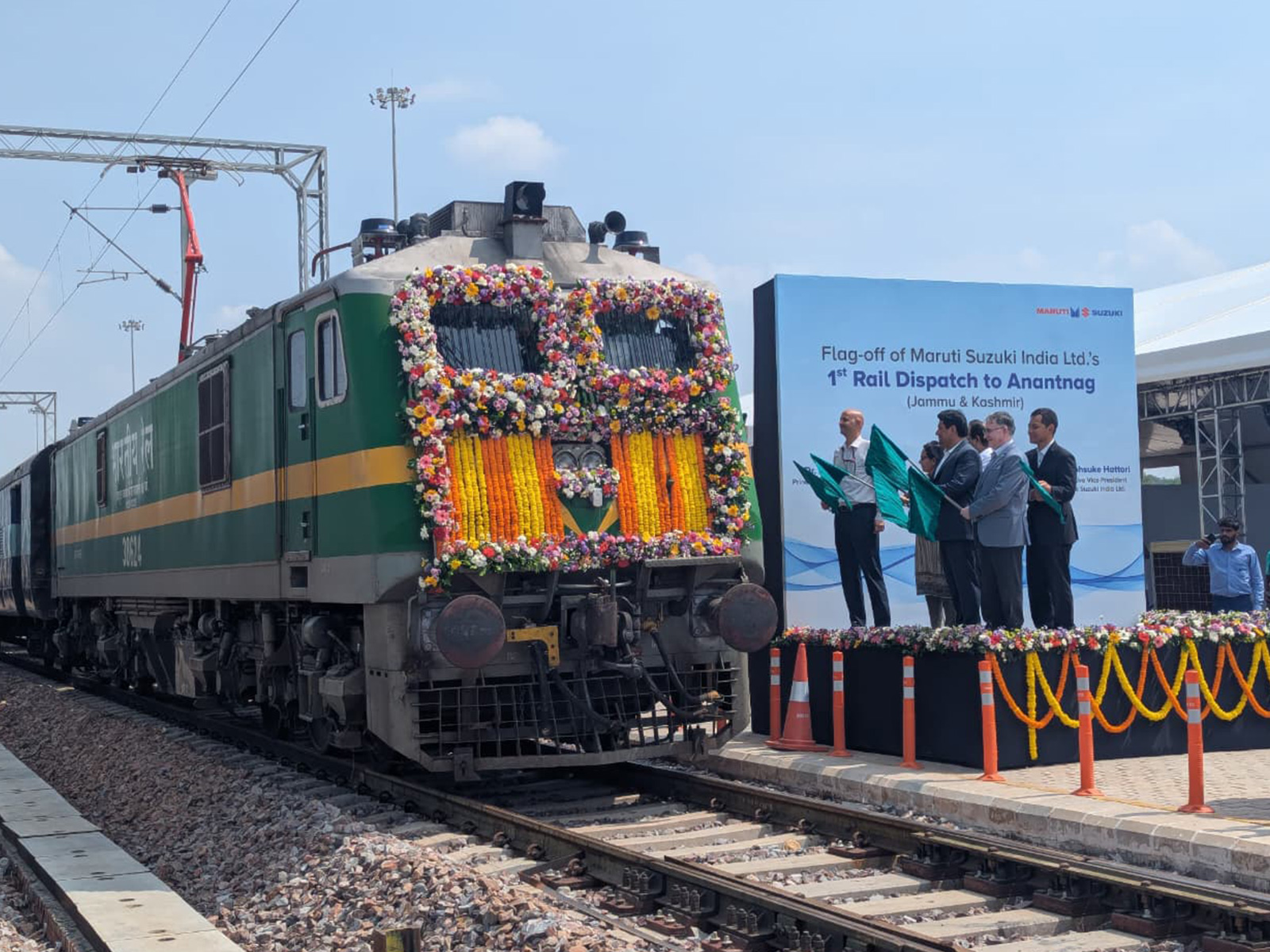 First automobile rake dispatched by northern railway reaches Kashmir valley. (Photo/ANI)