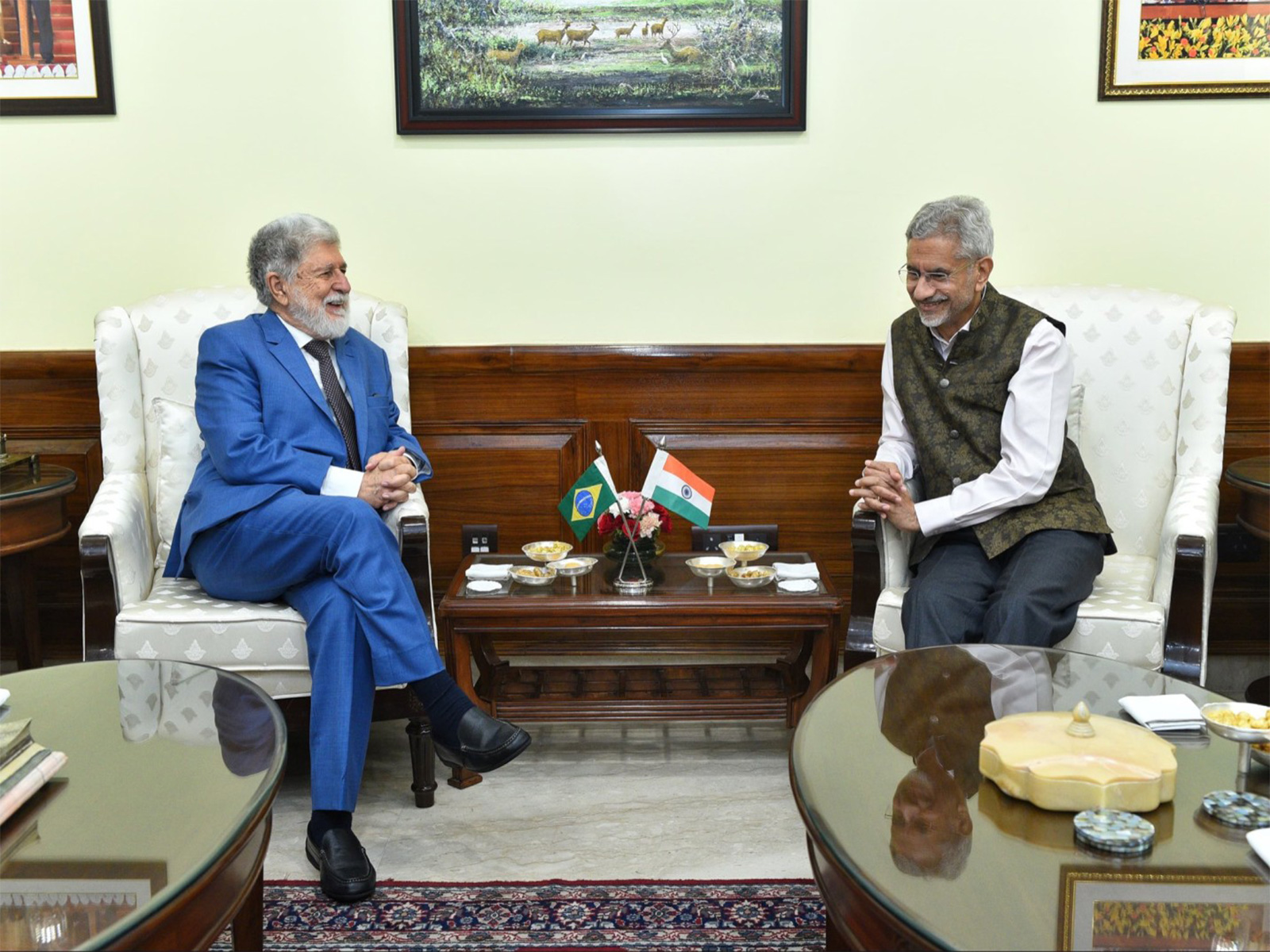 External Affairs Minister S Jaishankar with Brazil's Special Advisor Celso Amorim (Image: X/@DrSJaishankar)