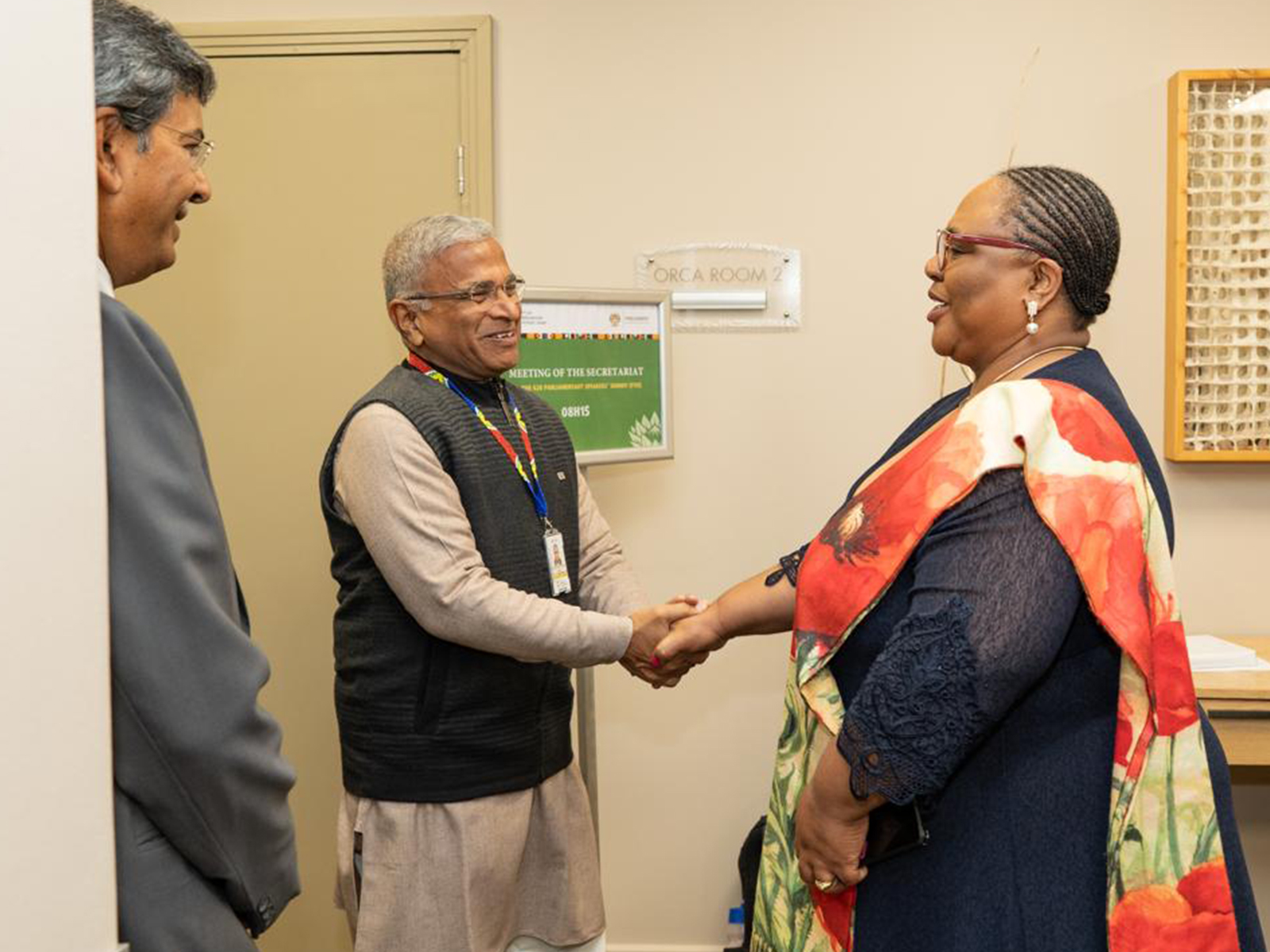 Rajya Sabha Deputy Chairman Harivansh Narayan Singh with South Africa's National Assembly Speaker Thoko Didiza (Photo/ANI)