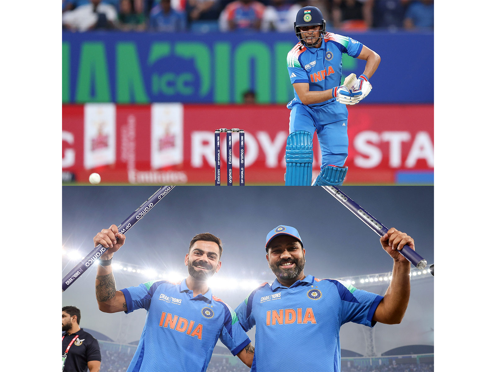 Shubman Gill, Rohit Sharma and Virat Kohli. (Photo: ANI)