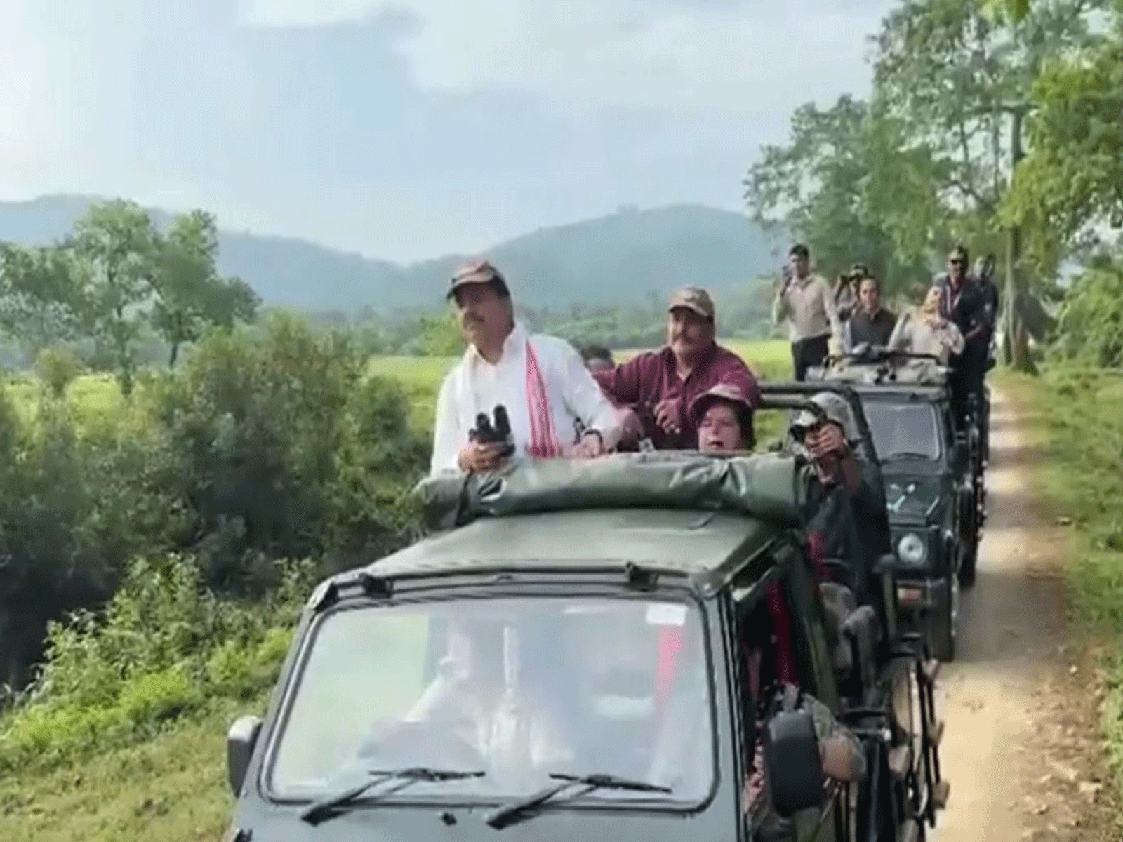 Madhya Pradesh CM Mohan Yadav enjoying jeep safari in Kaziranga National Park and Tiger Reserve (Photo/ANI)