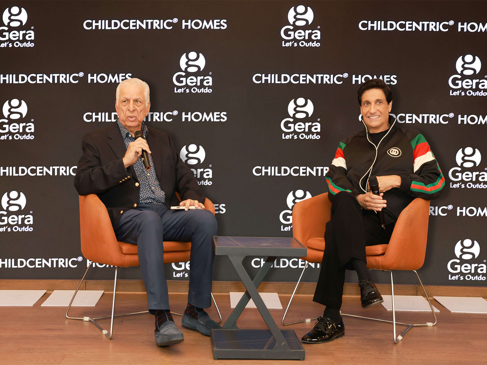 Kumar Gera, Chairman, Gera Developments and Shiamak Davar share insights during "Meet the Icon" event at Gera's Joy on the Treetops, Hinjawadi