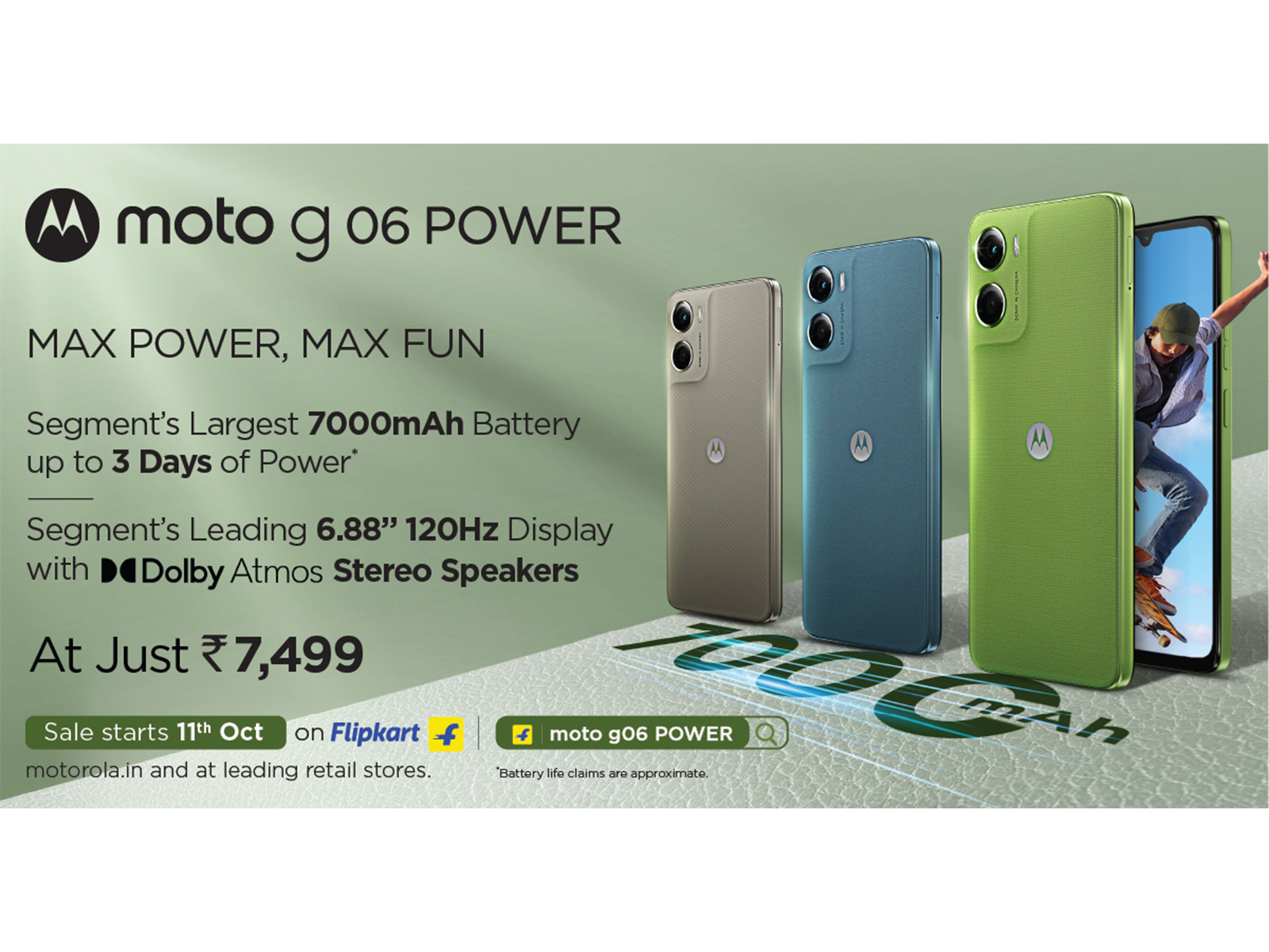 moto g06 POWER: Segment's largest 7000mAh battery with 6.88" display at Rs. 7,499