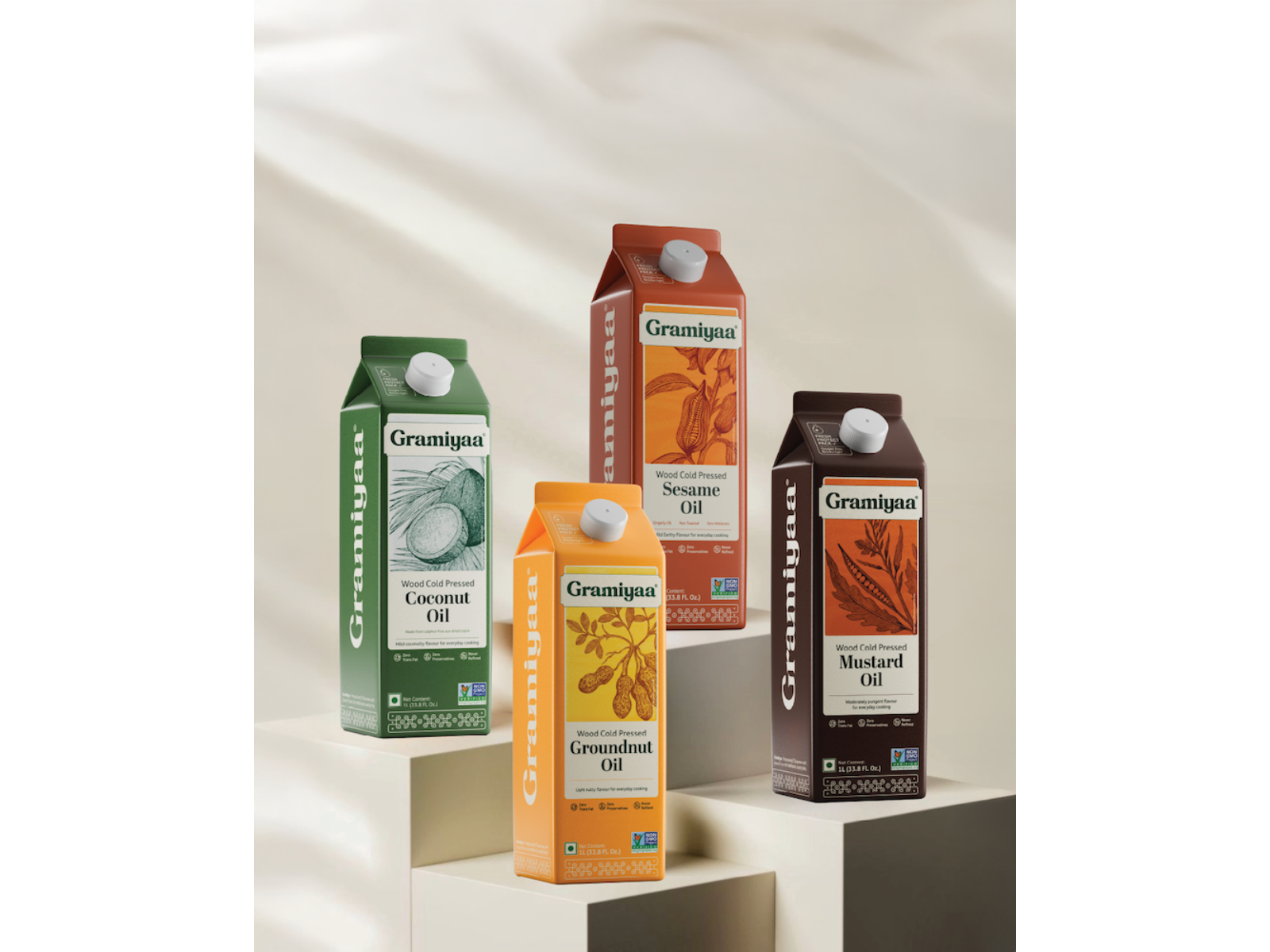 Gramiyaa's redesigned gable-top carton locks in freshness and flavour -- the new face of cold-pressed oils