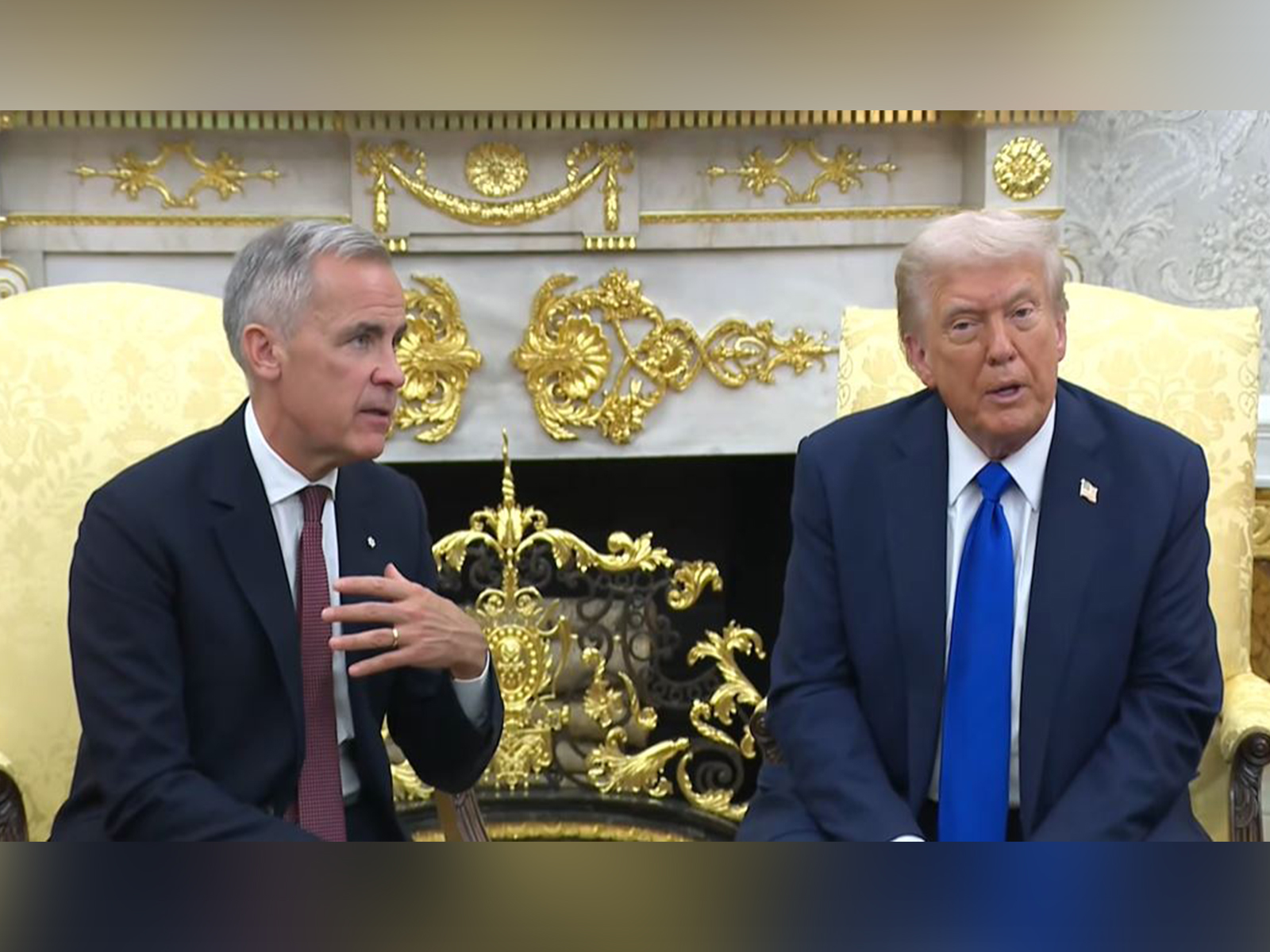 US President Donald Trump and Canadian Prime Minister Mark Carney speak to the media in the Oval Office during their bilateral meeting in Washington, DC. (Photo/White House YouTube)