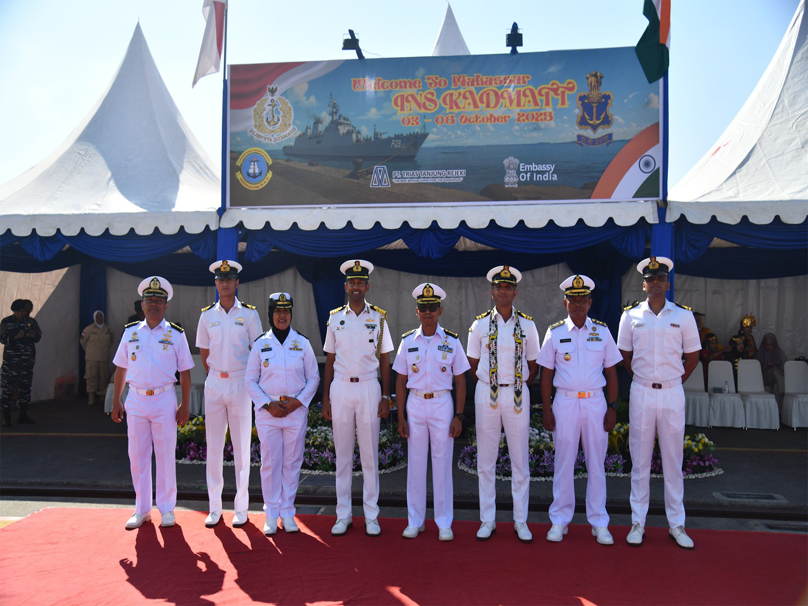 INS Kadmatt welcomed in Indonesia (Photo/ X@indiannavy)