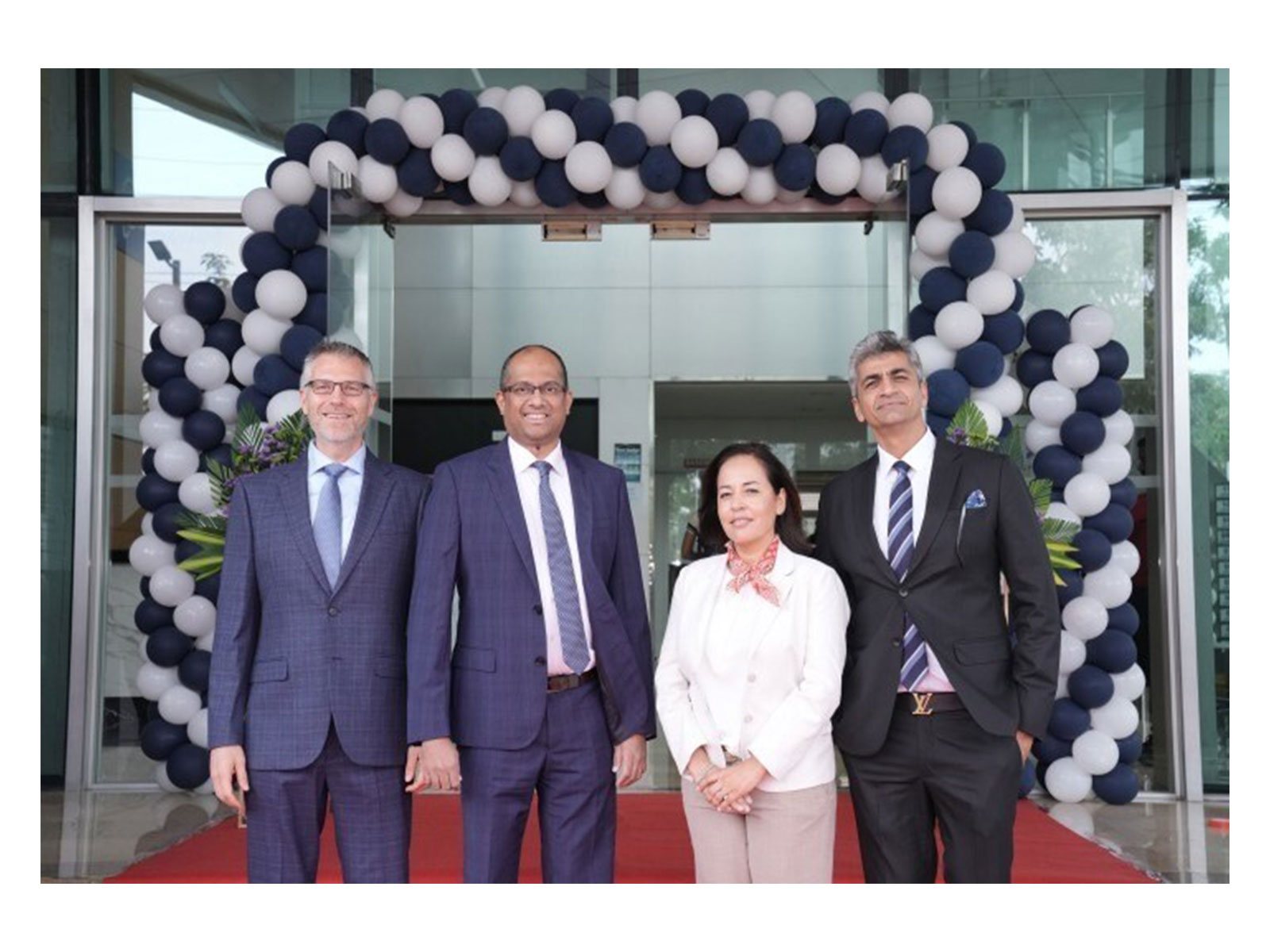 Leaders from Saviynt, including Jeff Margolies, Akshay Sivananda, Evelyn Acosta Behrendt, and Nitin Varma, at the launch of Saviynt's new facility in India