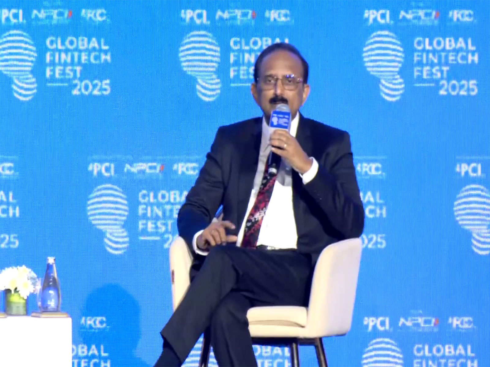 State Bank of India (SBI) Chairman CS Shetty at the Global Fintech Fest 2025 (Photo/ANI) 