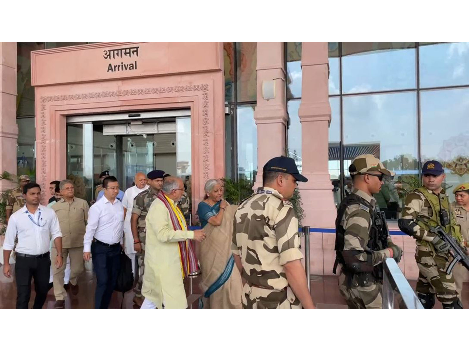 Union Finance Minister Nirmala Sitharaman arrives at Ayodhya Airport (Photo/ANI)
