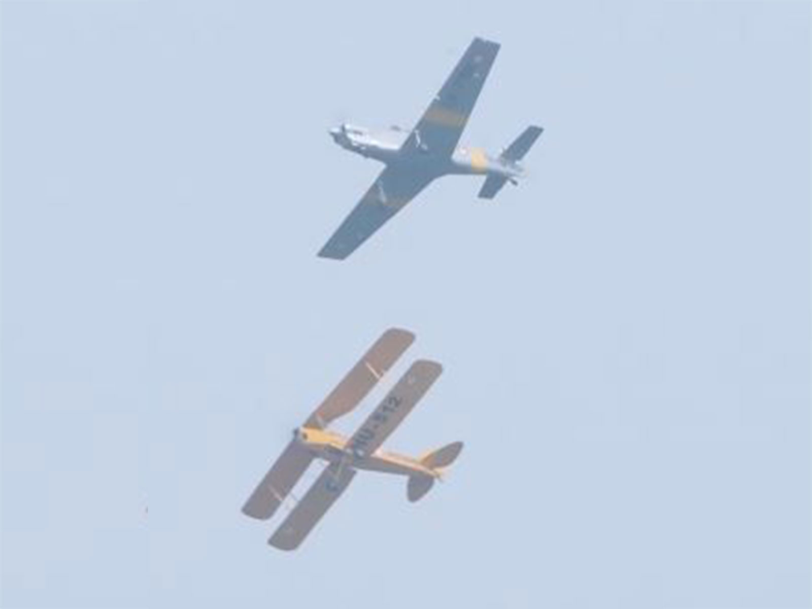 IAF's Hindon-based "Heritage Flight" aircraft TigerMoth and HT-2 (Photo/ANI)