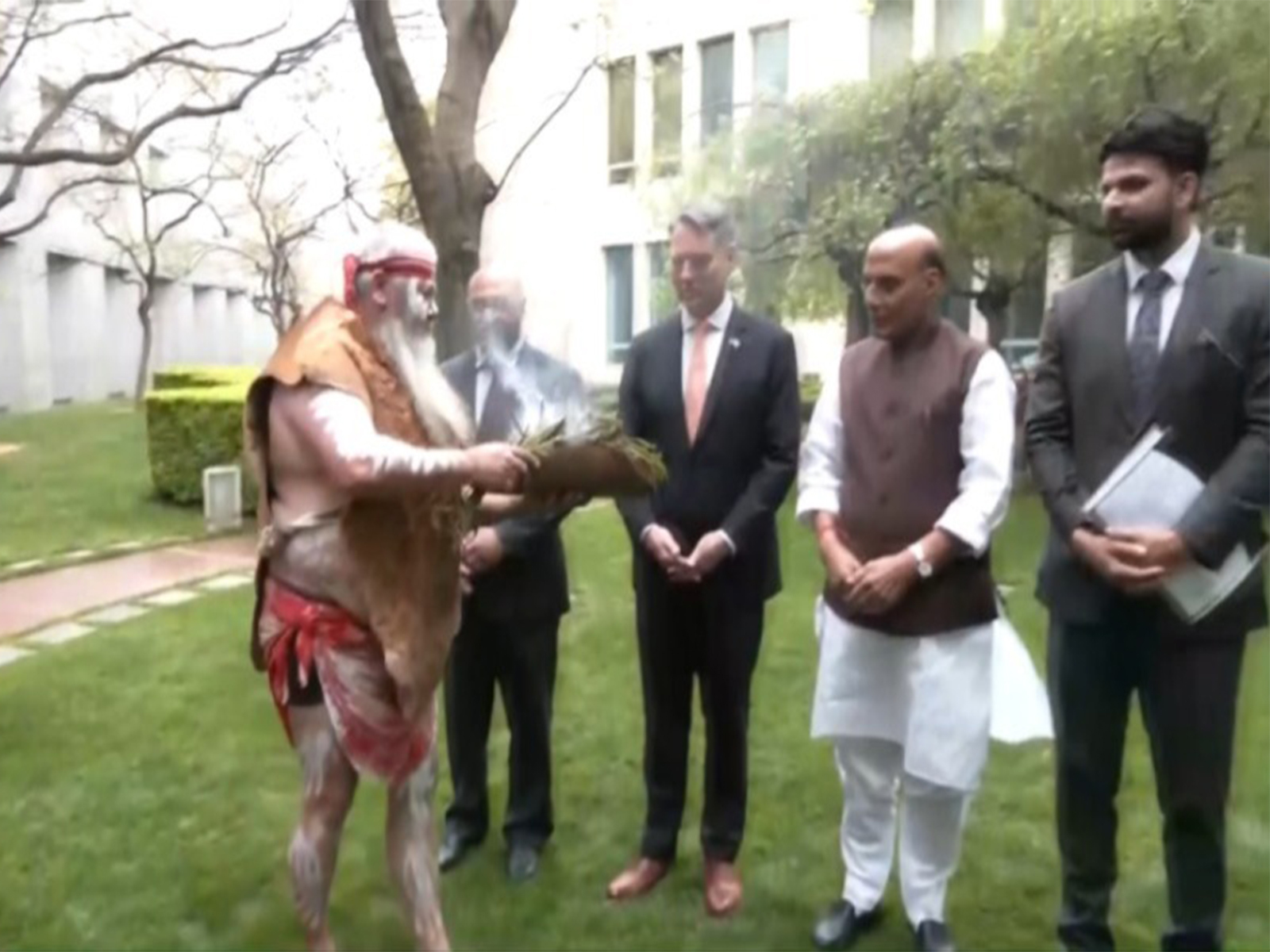 Rajnath Singh accorded traditional 'Welcome to Country' ceremony. (Photo/ANI)