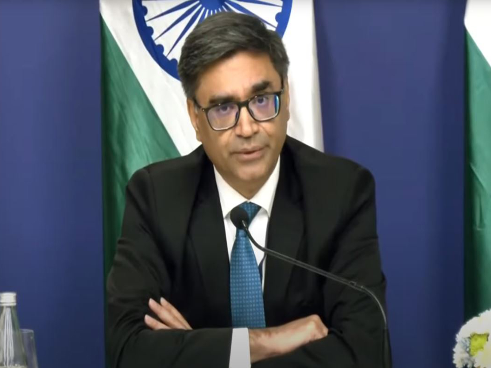 Foreign Secretary Vikram Misri while adressing the special briefing on the UK PM's official visit to India (Photo/MEA, YouTube))