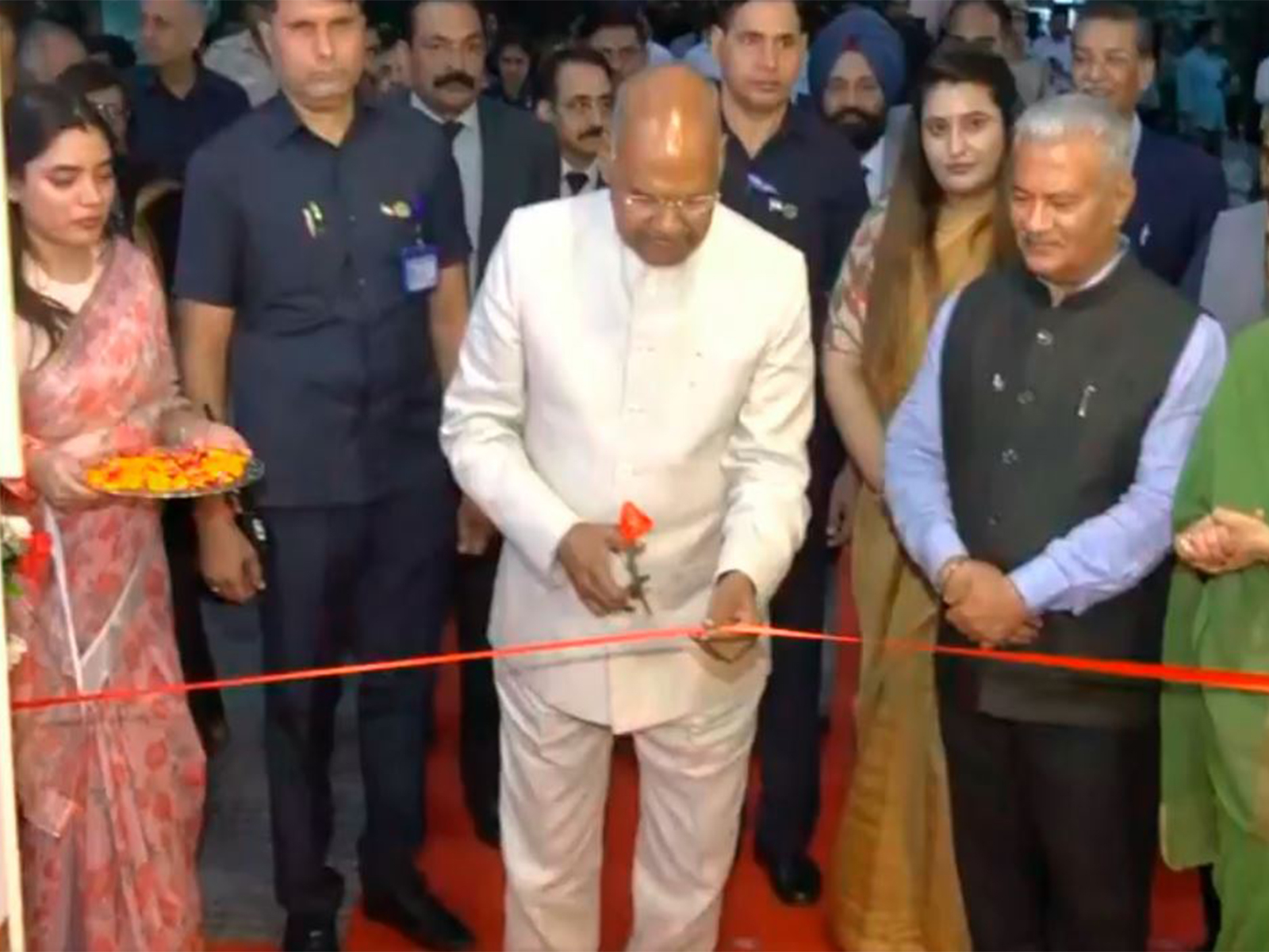 Former President Ram Nath Kovind inaugurates 'Silent Conversation: From Margins to the Centre' a tribal art exhibition in Delhi (Photo/ANI)