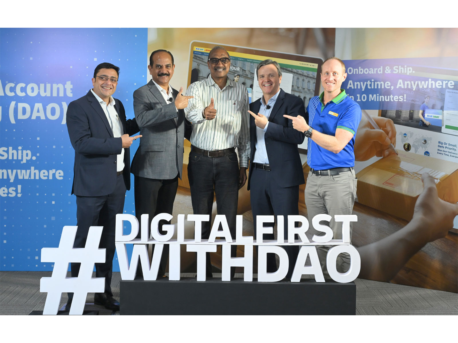 L-R: Dipanjan Banerjee, CCO, Blue Dart; Balfour Manuel, MD, Blue Dart; Manoj Madhavan, CIO, Blue Dart; Pablo Ciano, CEO, DHL eCommerce; and Ryan Hunter, CCO, DHL eCommerce