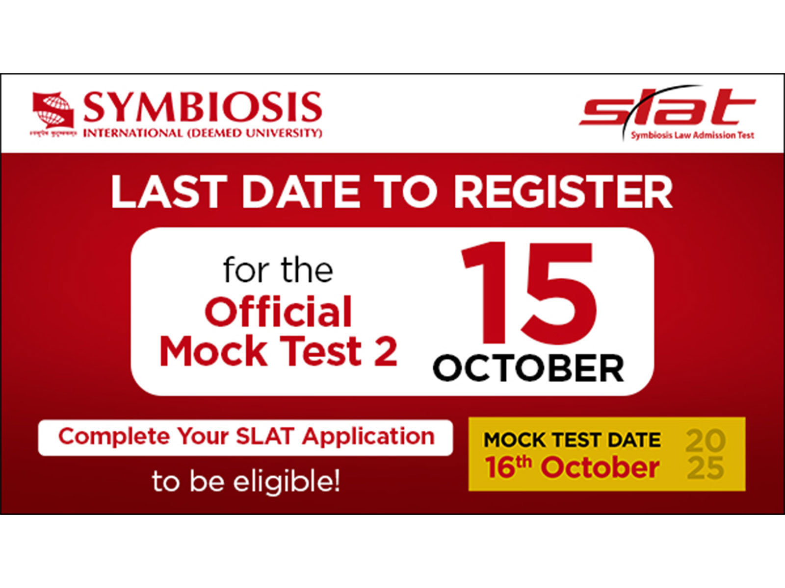 Last Chance to Register for SLAT 2026 Mock Test by 15th October - Complete Your Application Now