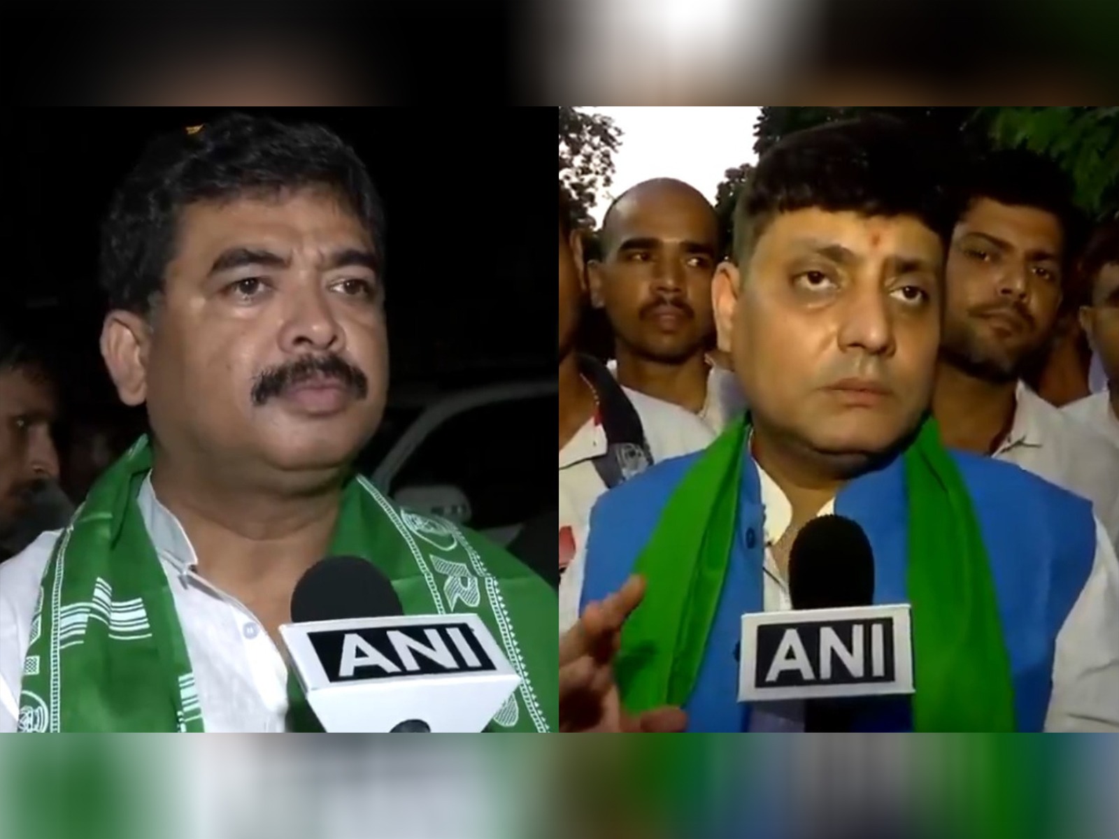 Fomer MP Santosh Kumar Kushwaha and ex-MLA Rahul Sharma (Photo/ANI)