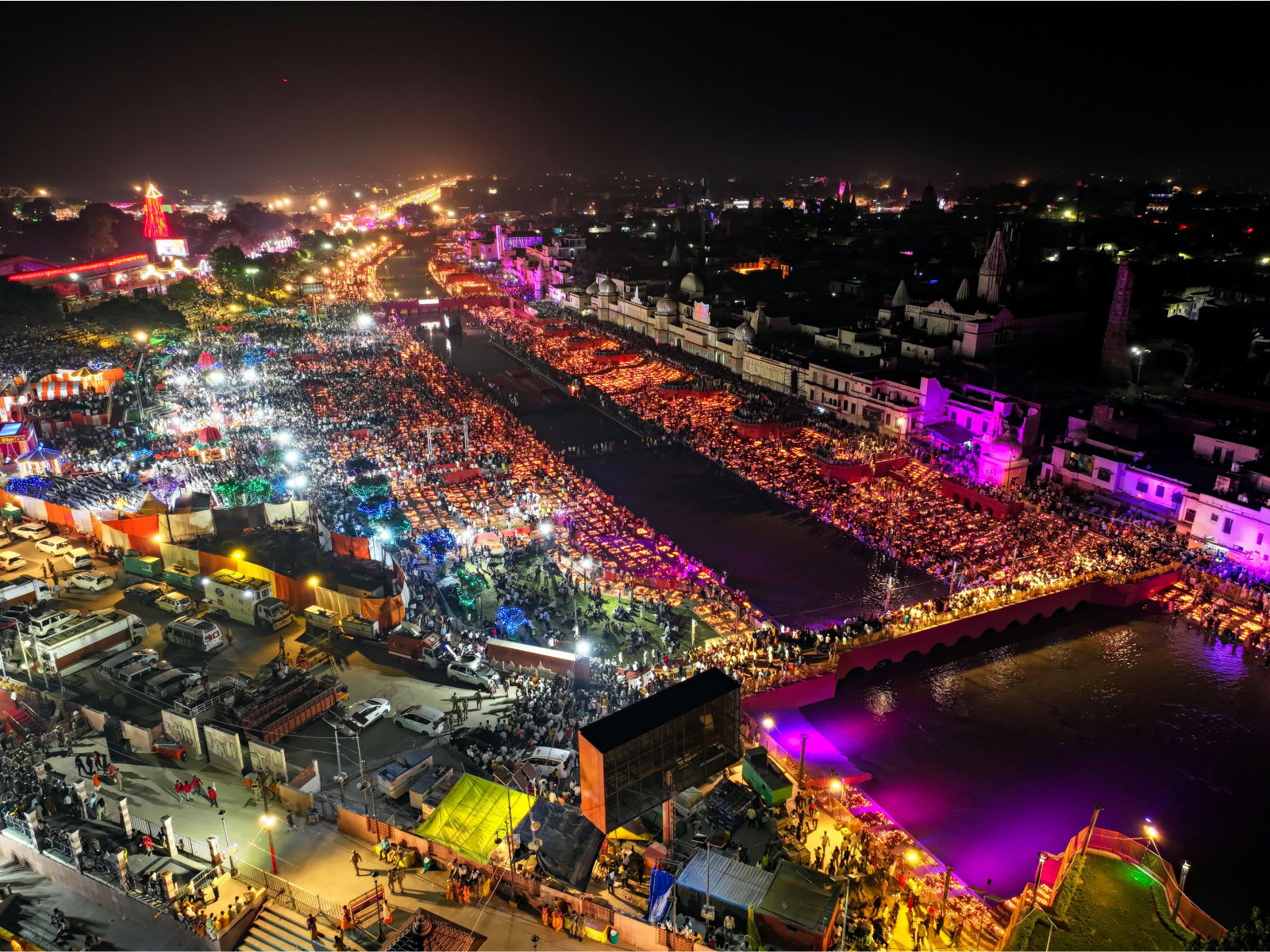Lakhs of diyas illuminated along the banks of the Saryu River in Ayodhya as part of the grand Deepotsav last year (FilePhoto/ANI)