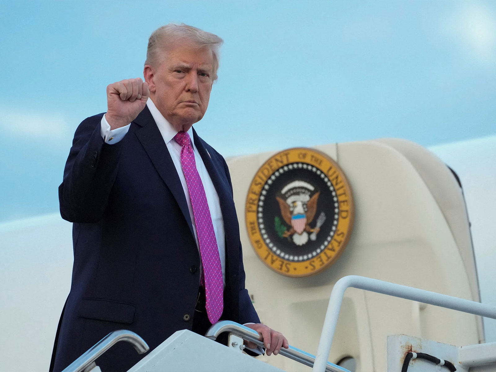 US President Donald Trump boards his aircraft to depart for Israel. (Photo/Reuters)