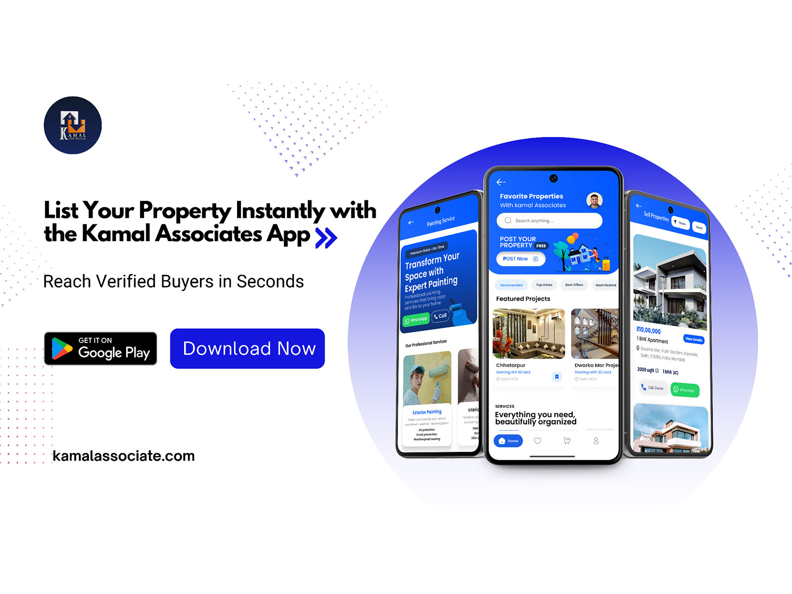 List Your Property Instantly with the Kamal Associates App - Reach Verified Buyers in Seconds