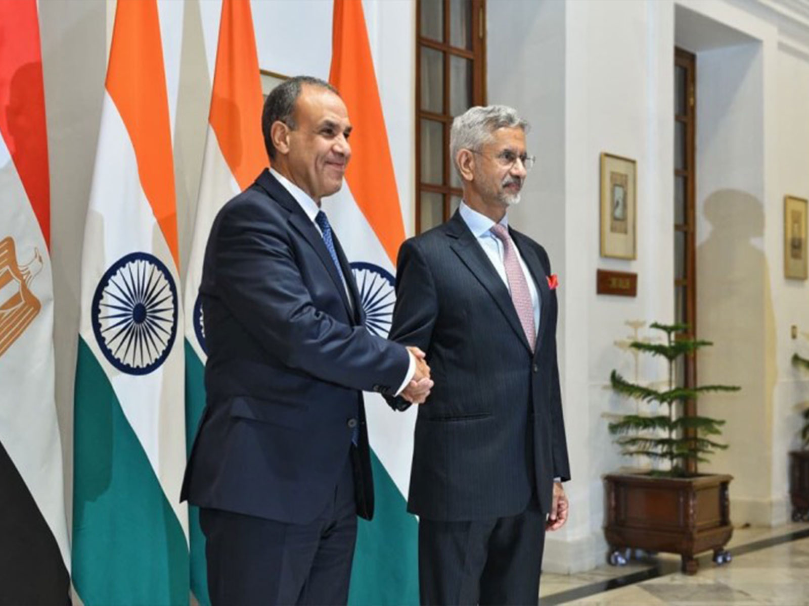 External Affairs Minister S Jaishankar with Egyptian Foreign Minister Badr Abdelatty at the inaugural India-Egypt Strategic Dialogue in New Delhi on Thursday. (Photo: X/@DrSJaishankar)